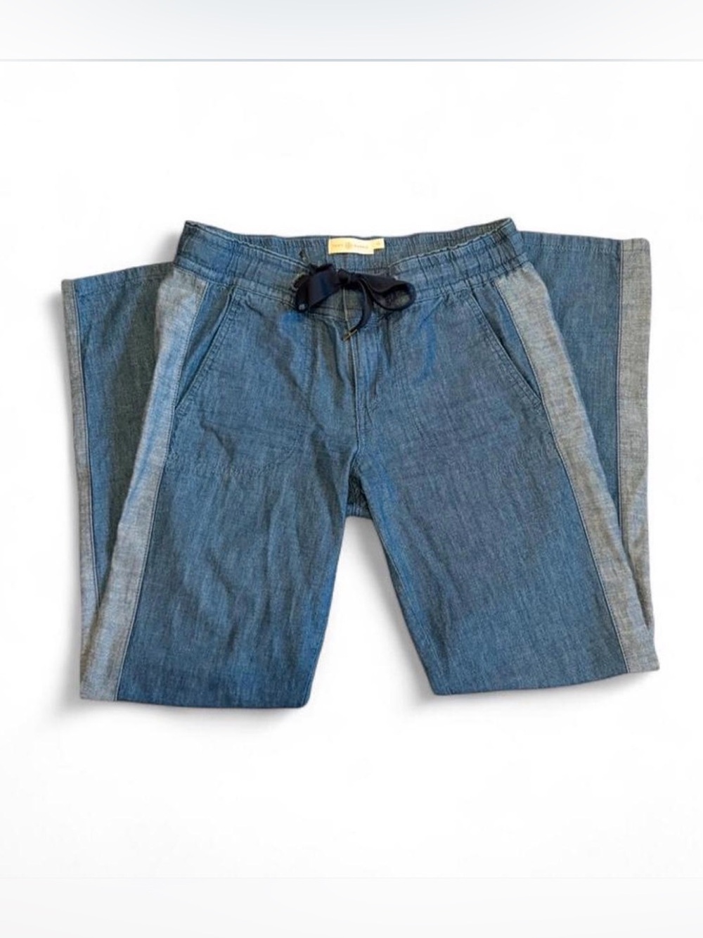 Tory Burch Two-Tone Blue Relaxed Denim Pants, size 26